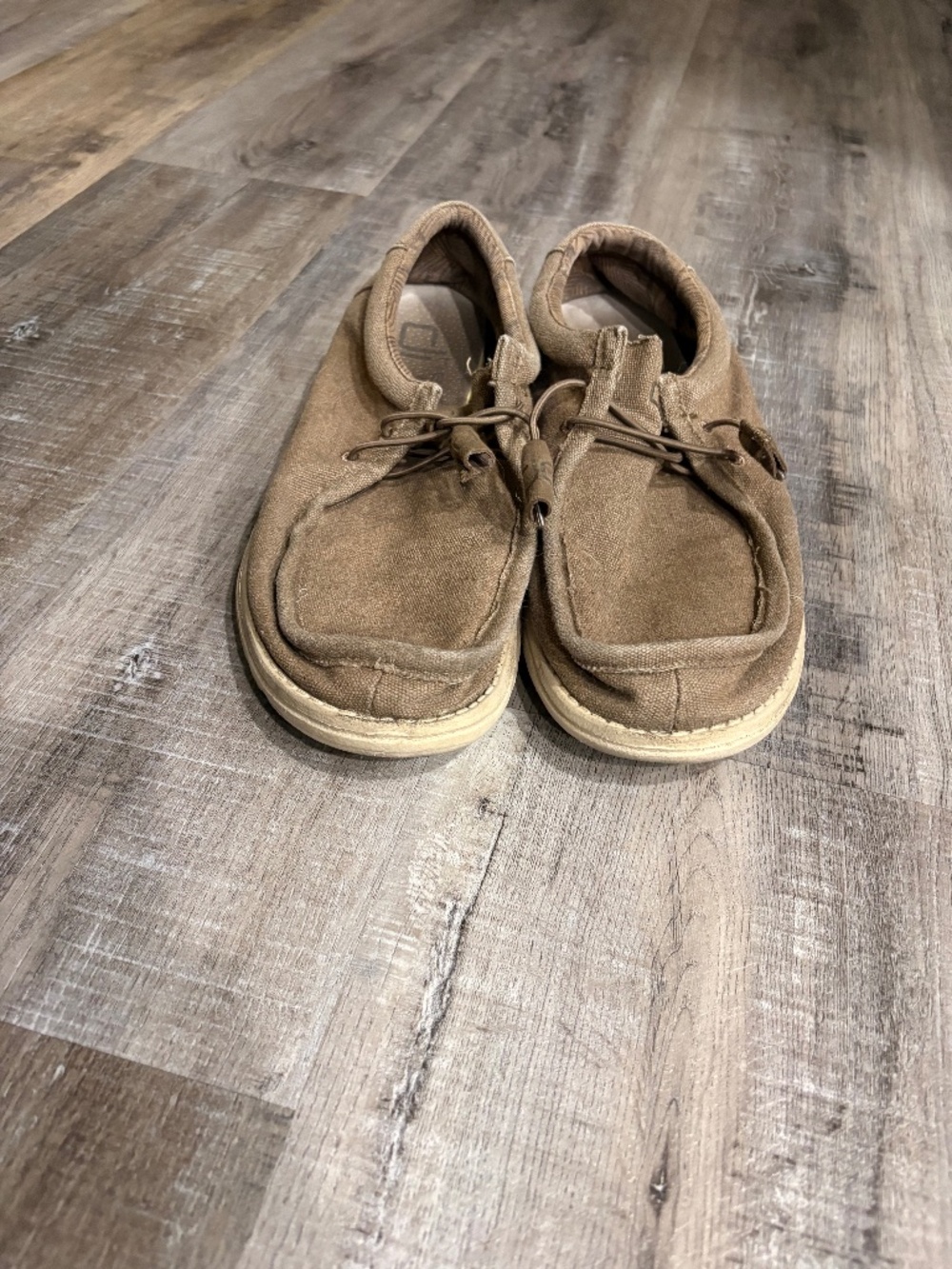HEYDUDE Wally Chocolate Brown Canvas Slip-On Shoes Men's Size 10